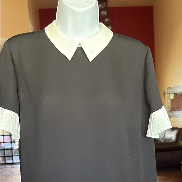 CeCe Black Blouse with White Accents - Picture 3 of 7